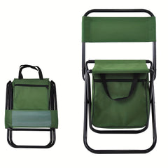 Foldable Fishing Chair With Cooler Bag Portable Backrest Stool