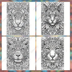 Animal Mandalas Coloring Book - Vibrant Cat & Intricate Patterns for Adults