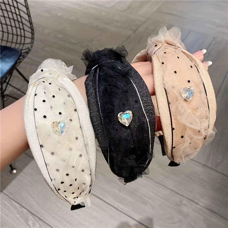 Polka Dot Headband Lace Mesh Cross Knotted Hair Accessories