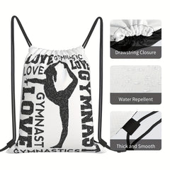 Love Gymnastics Gymnast Drawstring Backpack Outdoor Lightweight Bag