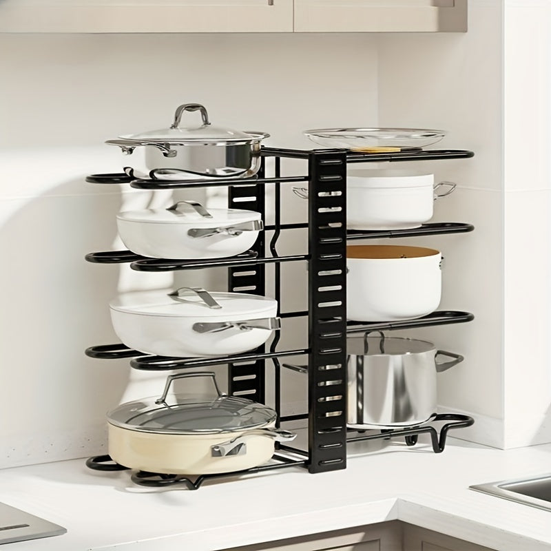 Adjustable Pot Rack Organizer Kitchen Shelves Pot Storage Rack