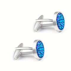 Men's French Shirt Suit Round Crystal Zircon Cufflinks