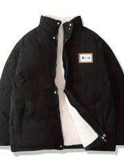  Women's Corduroy Liner Fleece Mock Neck Puffer Coat