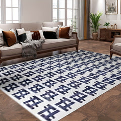 Geometric Pattern Velvet Area Rug for Living Room