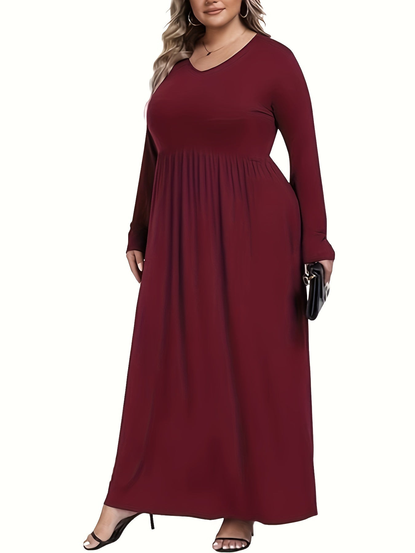  Long Sleeve Maxi Dress With Pockets