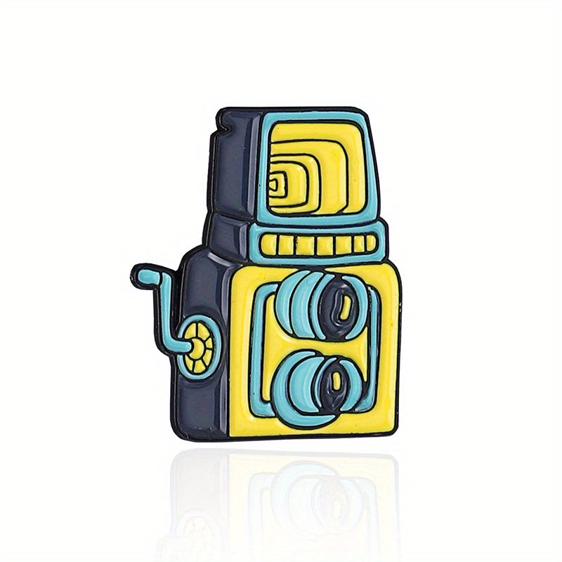 Camera Film Lens Enamel Brooch Cartoon Rabbit Bear Photo Lapel Pin