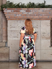  Floral Print Knot Front Crop Top & Maxi Skirt Set Co-ords