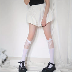 2 Pairs Bow Mesh Stitching Calf Socks Knee High Women's Stockings
