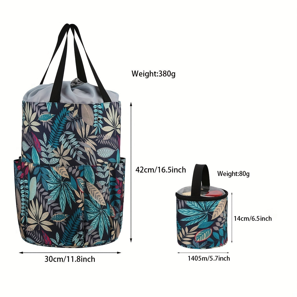2pcs Round Knitted Storage Bucket Bag Portable Handheld Storage Bag Drawstring