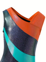 Girls Stretchy Sleeveless Gymnastics Romper for Sports Performance