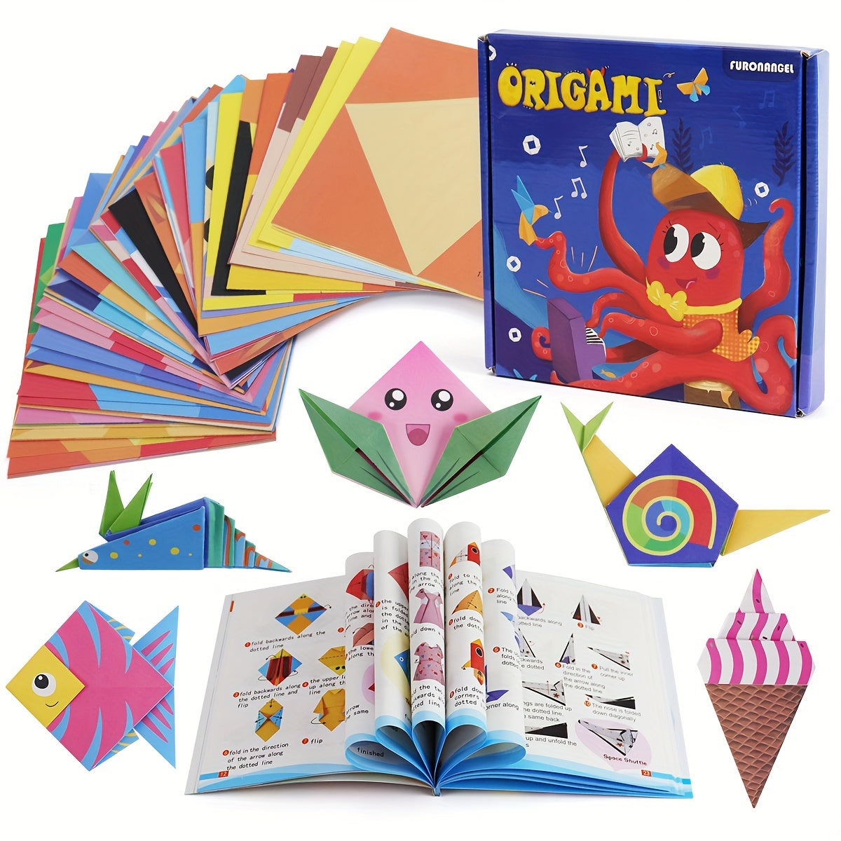 108 Sheets Origami Paper for Kids Easy Origami Book Beginner Art Projects Kit