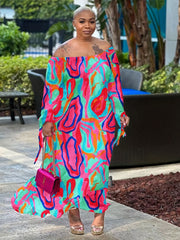 Floral Print Off Shoulder Maxi Dress