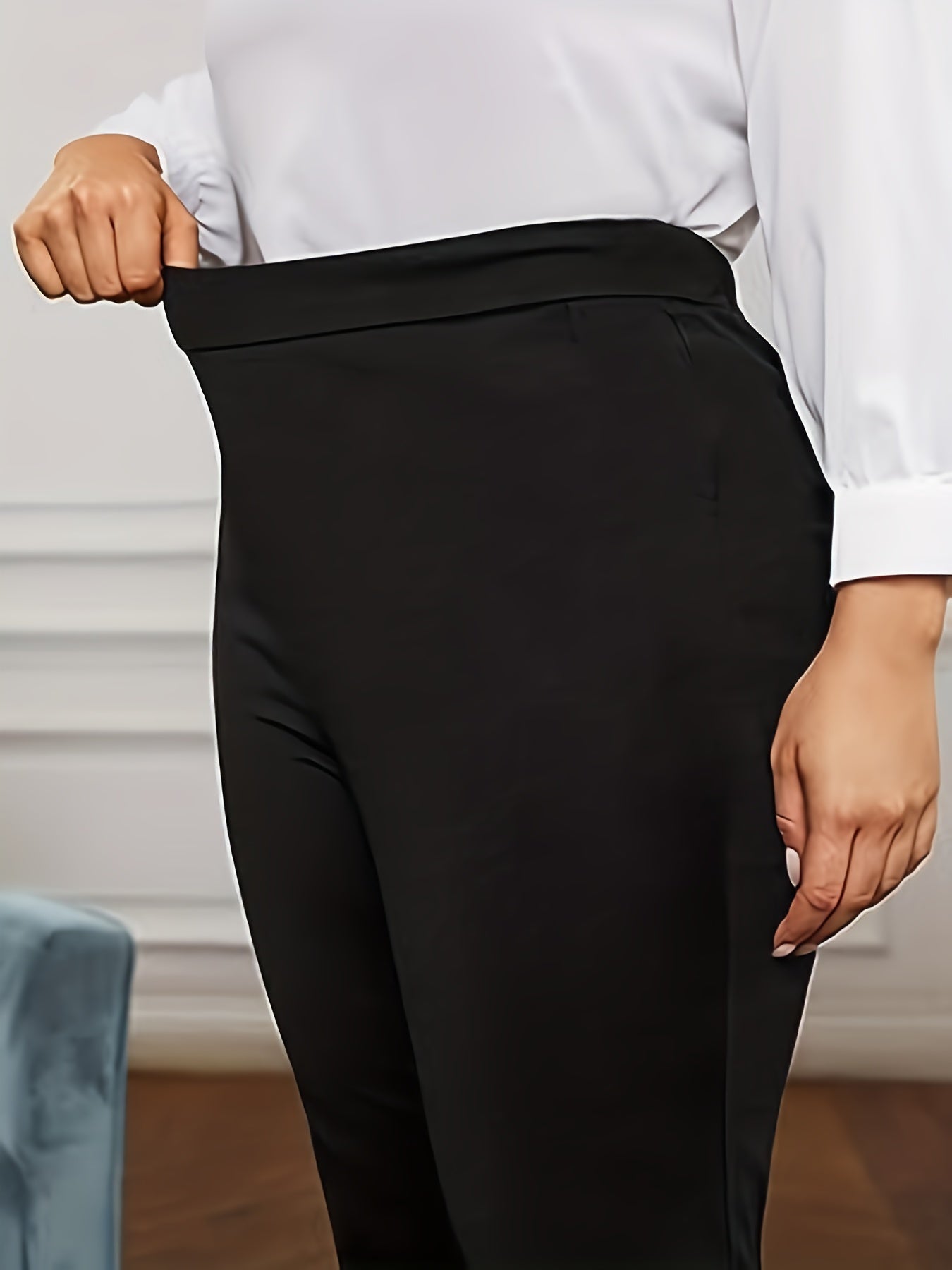  Flared Leg Trousers High Rise Stretch Pants