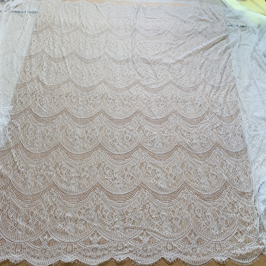 3m Long 1.5m Wide Eyelash Lace Mesh Fabric DIY Tablecloth Curtain Dress Veil
