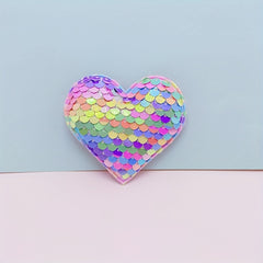 Sequins Heart Shaped Cloth Stickers for Baby Girls