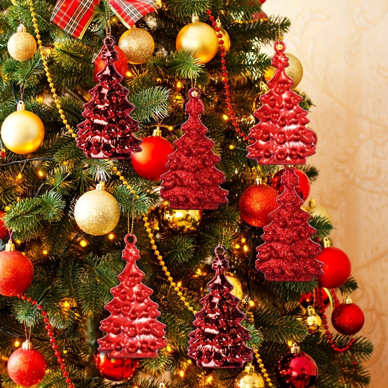 6pcs Red Relief Tree Christmas Tree Pendant Family Party Decorations