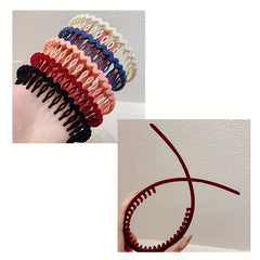 Women Solid Wave Headbands Non slip Hairbands Girls Hair Combs Wash Face
