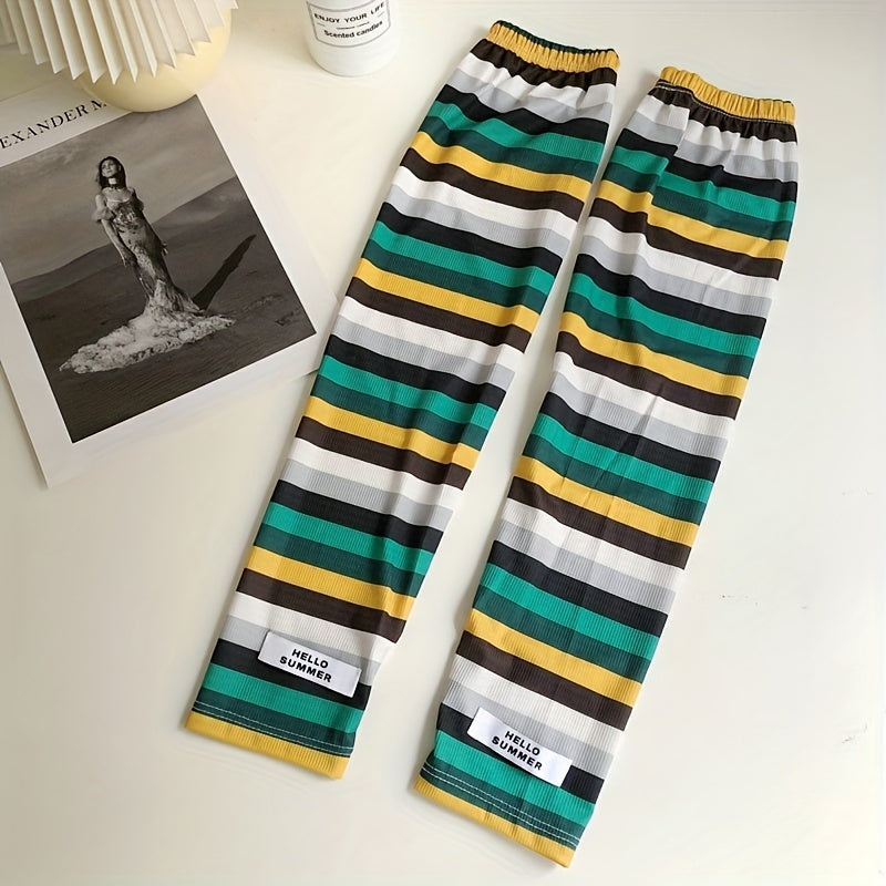 Striped Sleeve Sunscreen UV Protection Viscose Sleeves Spring Summer Autumn