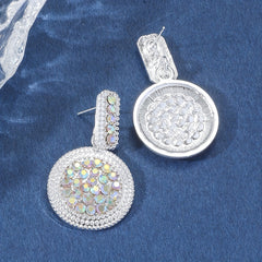 Alloy Geometric Round Earrings, Elegant Design