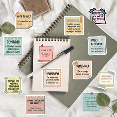 50pcs Pastel Reminder Stickers Positive Affirma Sticky Notes Self Adhesive Vinyl