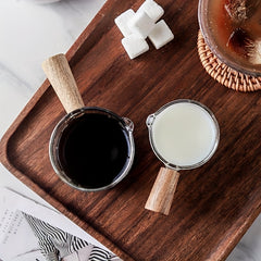 Wooden Handle Glass Milk Tea Cup Mini Salad Cup Coffee Plus Milk Cup