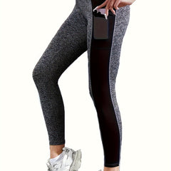 High Waist Skinny Yoga Pants with Mesh Stitching