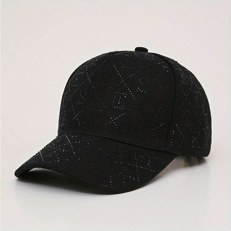 Rhinestone Letter Decor Baseball Cap Cotton Adjustable Dad Hats