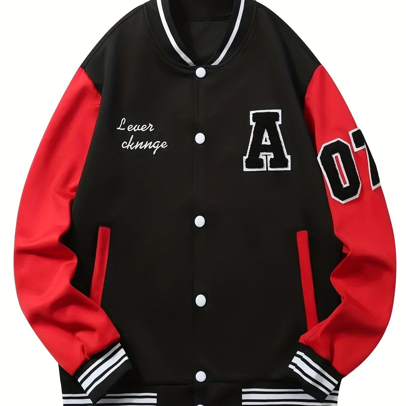 Chenille Embroidery Varsity Jacket Men's Casual Baseball Windbreaker Coat