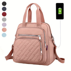 Small Preppy Backpack Nylon Tote Bag with Charging Port