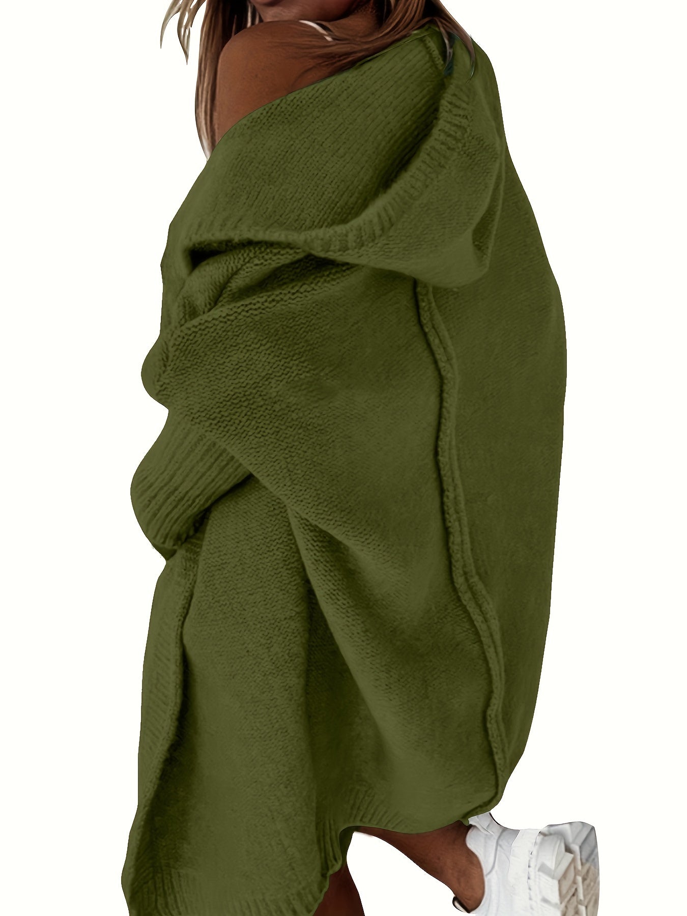 Oversized Knitted Cardigan Long Sleeve Casual Sweater For Winter & Fall