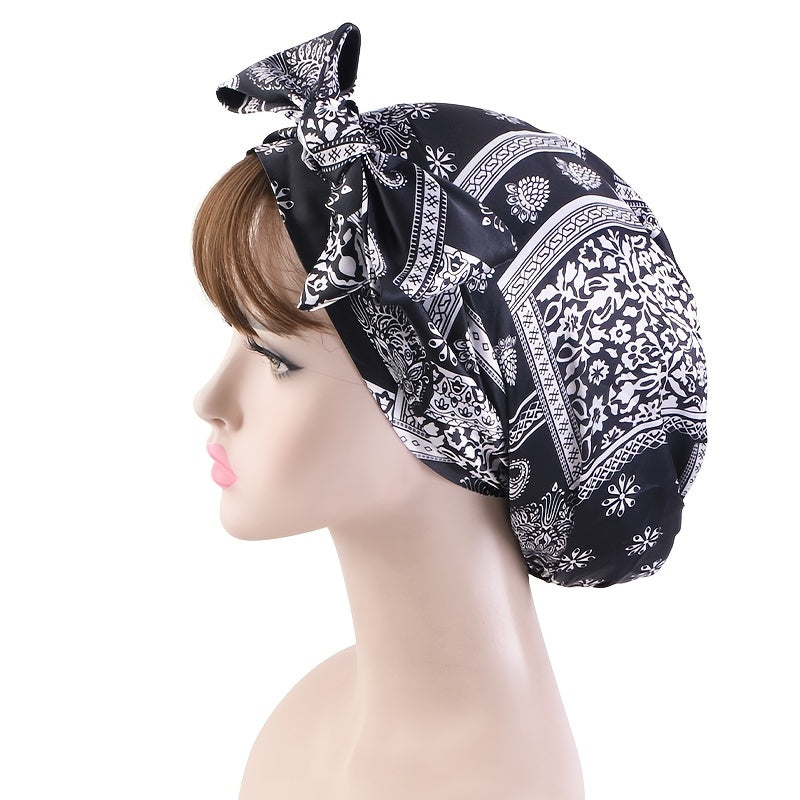 Satin Paisley Print Turban Head Wrap Hijab Scarf