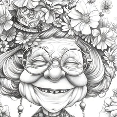 Crazy Grandma Coloring Book 24 Pages 100gsm Thick Paper Relaxing Art Gift