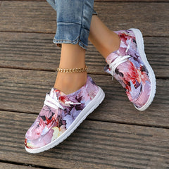 Women's Maple Leaf Print Canvas Shoes Casual Lace Up Outdoor Sneakers