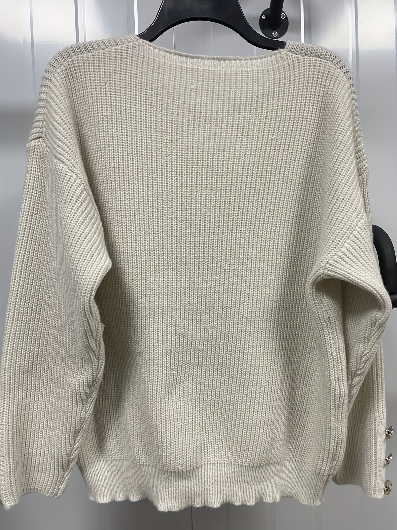  Casual Sweater Crisscross Front V Neck Stretch Pullover