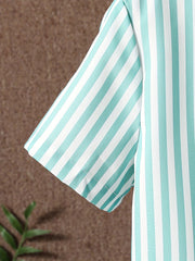 Boys Striped Short Sleeve Lapel Shirt