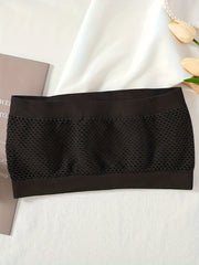 4 Pack Plus Size Basic Tube Bra Women's Plus Plain Ruched Eyelet Embroidered Tub