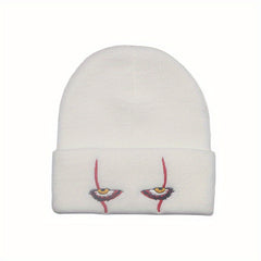 Thickened Horror Clown Eyes Embroidered Knitted Hat Warm Pullover Hip Hop Beanie