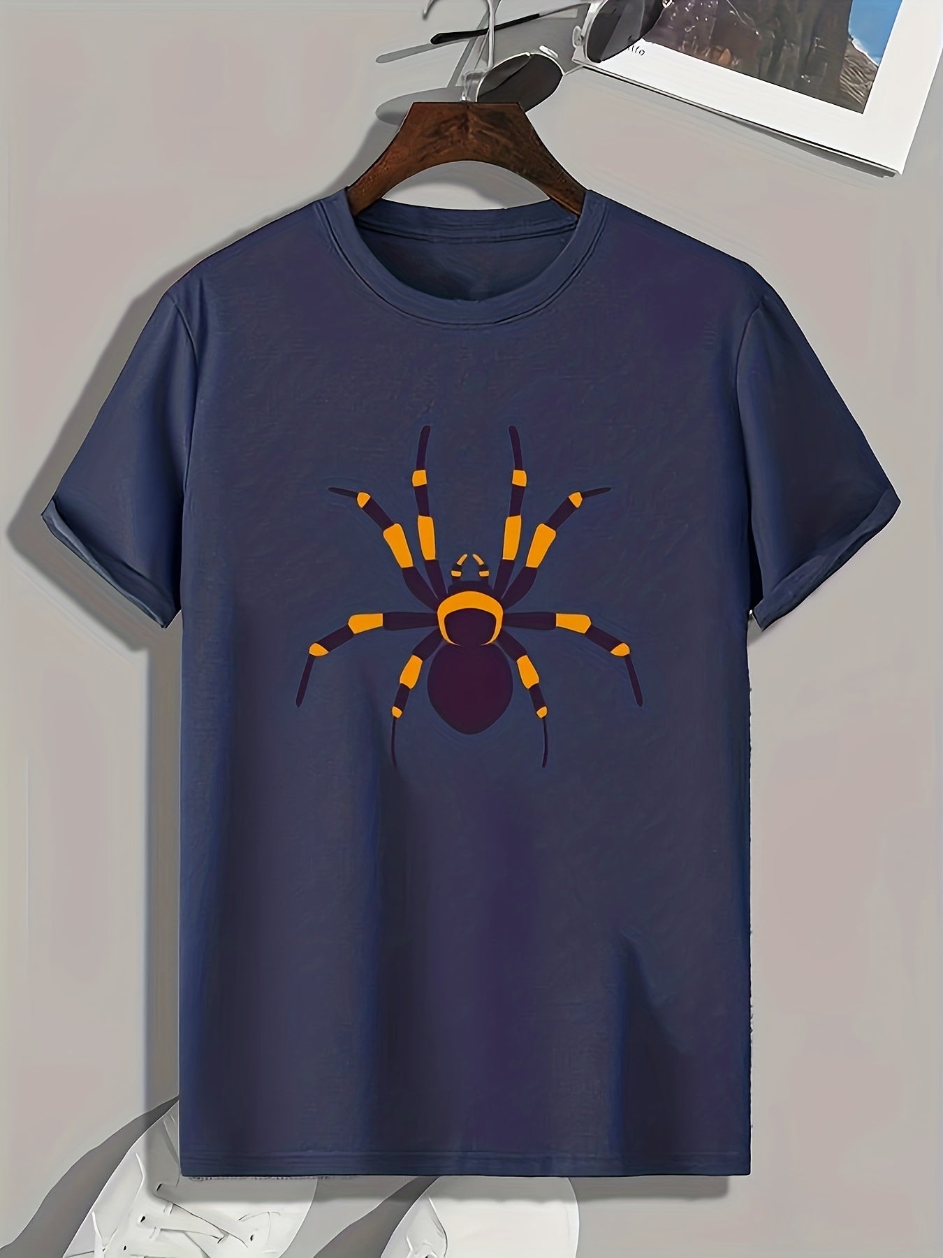 Spider Pattern Print Men's Comfy Sports T-shirt