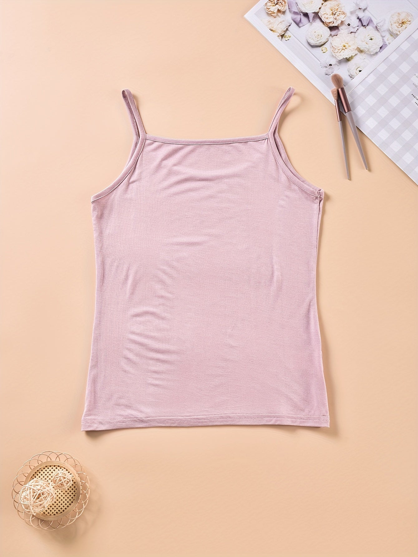 Solid Cami Top Crew Neck Sleeveless Lingerie
