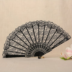 Lace Folding Fan Vintage Handheld Fan Women Girls Hollow Lace Folding Fan