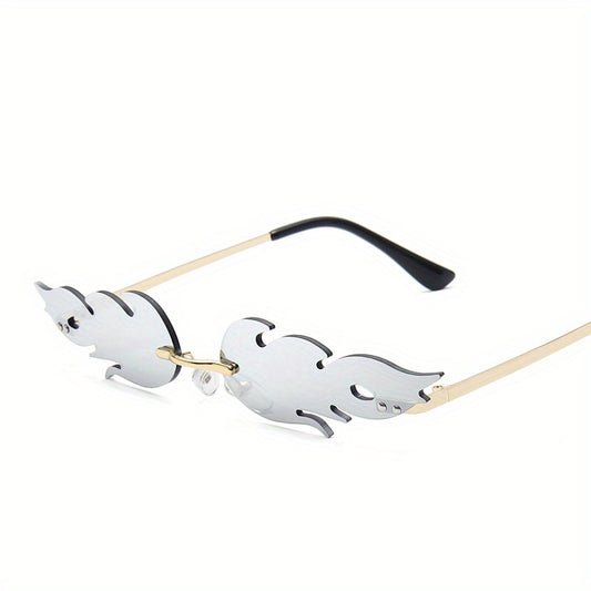 Y2K Flame Rimless Sunglasses Funny Tinted Glasses UV400