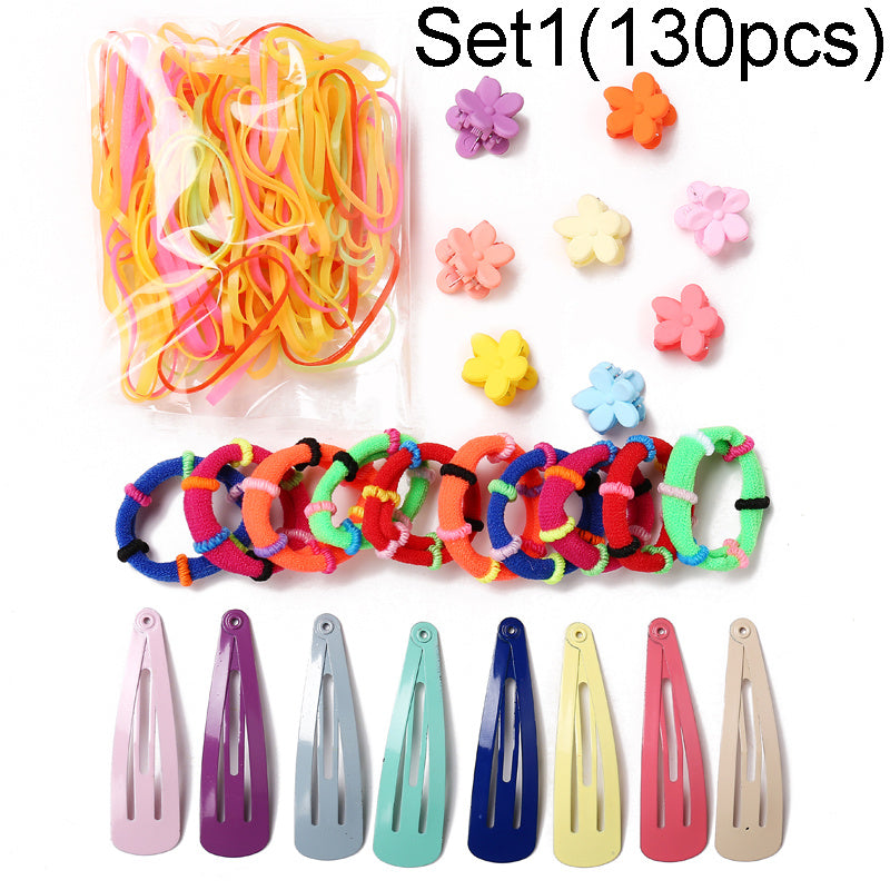 Colorful Hair Ties Set Elastic Ponytail Clips Holders Rubber Band