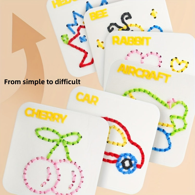 6pcs Children's Sewing Board DIY Weaving Educational Materials
