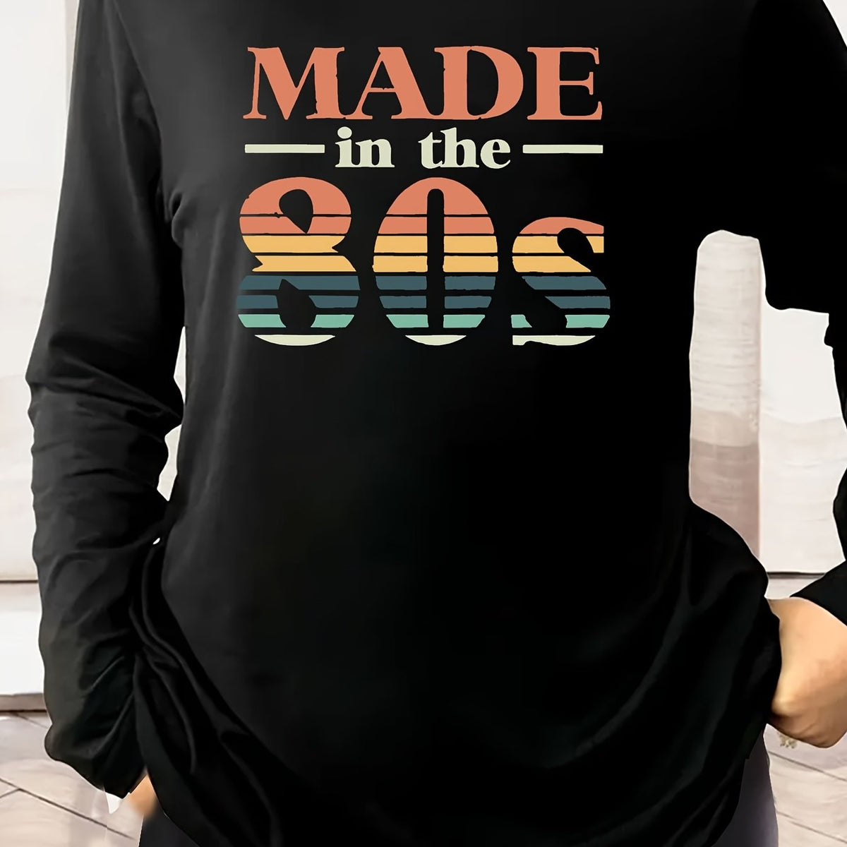  Slogan Print Long Sleeve Pajama Top