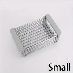 Extendable Drain Basket Dish Rack for Kitchen Sink