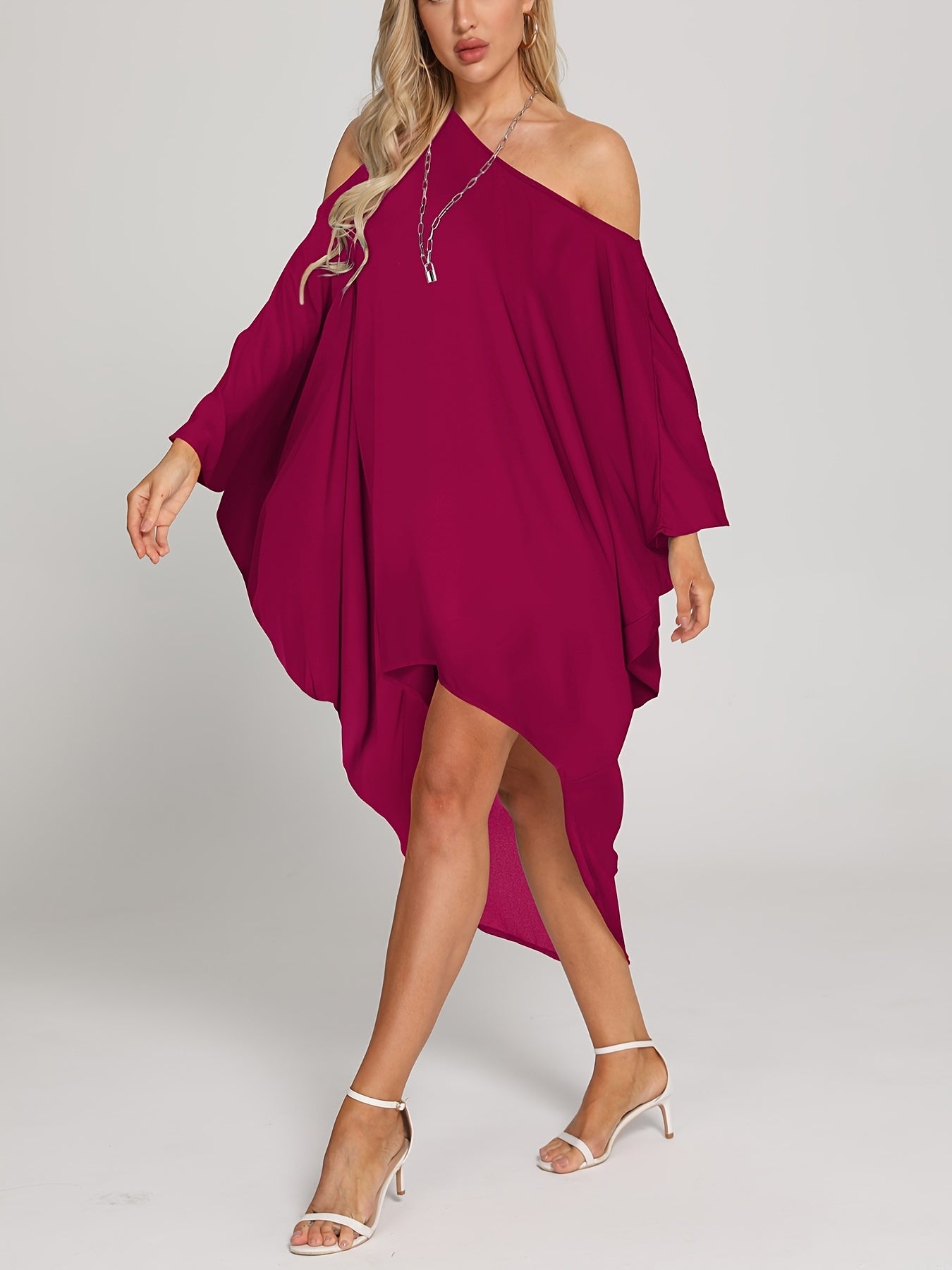 One Shoulder Cover Up Shirt Loose Fit Asymmetrical Long Sleeve Rash Guard