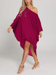 One Shoulder Cover Up Shirt Loose Fit Asymmetrical Long Sleeve Rash Guard