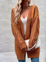  Solid Jacquard Long Sleeve Cardigan