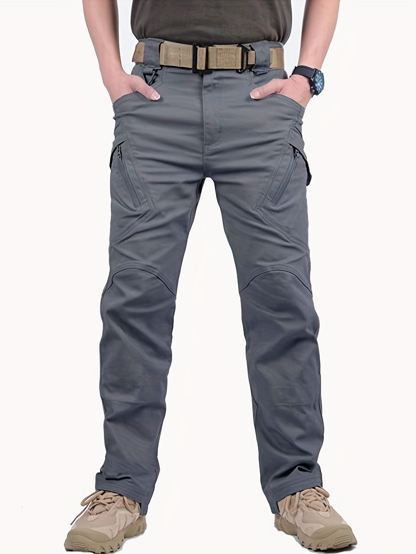 Men's Casual Cargo Pants With Zipper Pockets Male Joggers