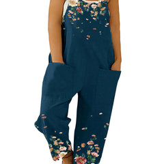  Floral Print Sleeveless Round Neck Jumpsuit